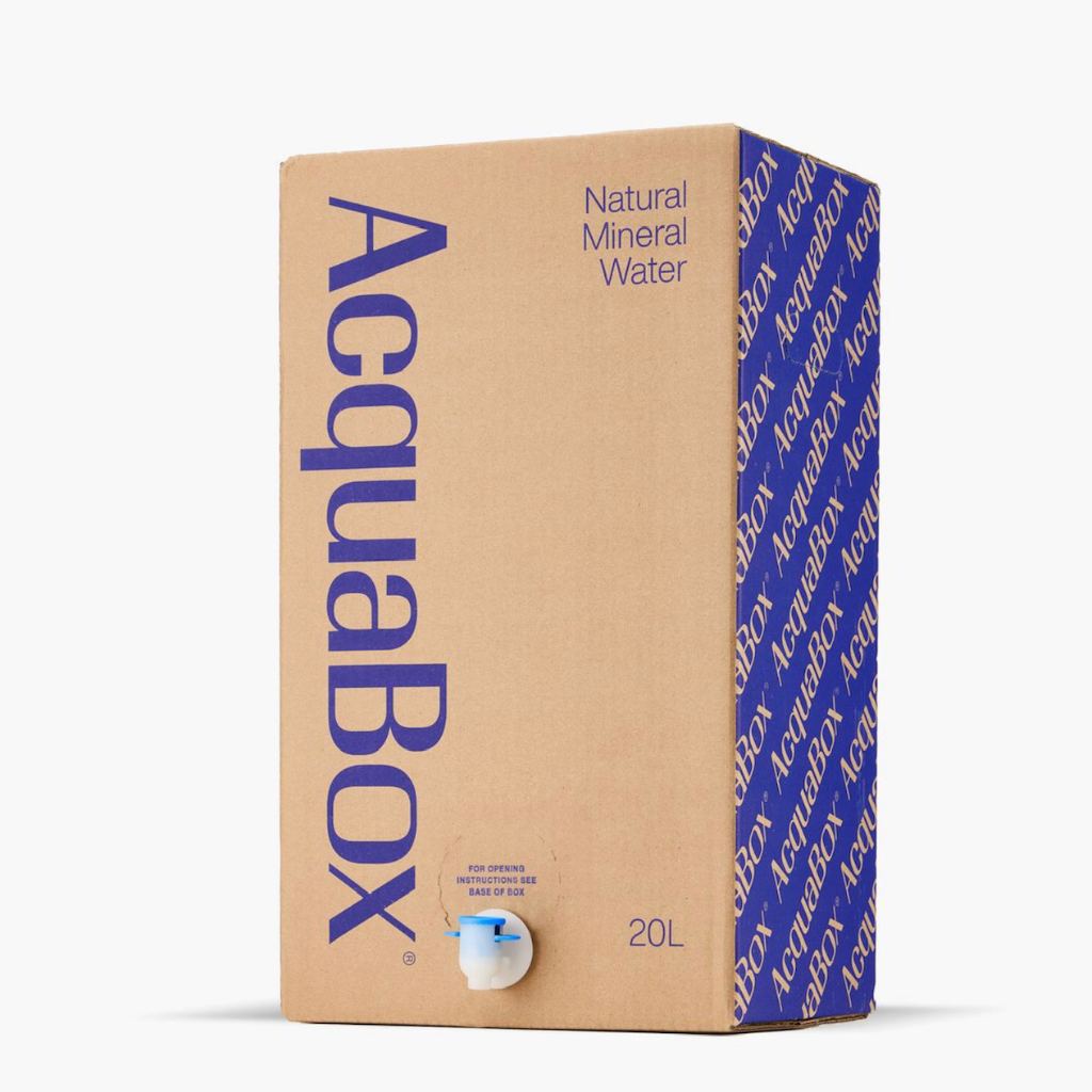 20 litre AcquaBox Natural Mineral Water with tap, sustainable bulk water dispenser by Mountain Falls, South Africa