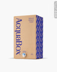 20 litre AcquaBox Natural Mineral Water with tap, eco-friendly bag-in-box packaging by Mountain Falls, featuring 2024 design award badge