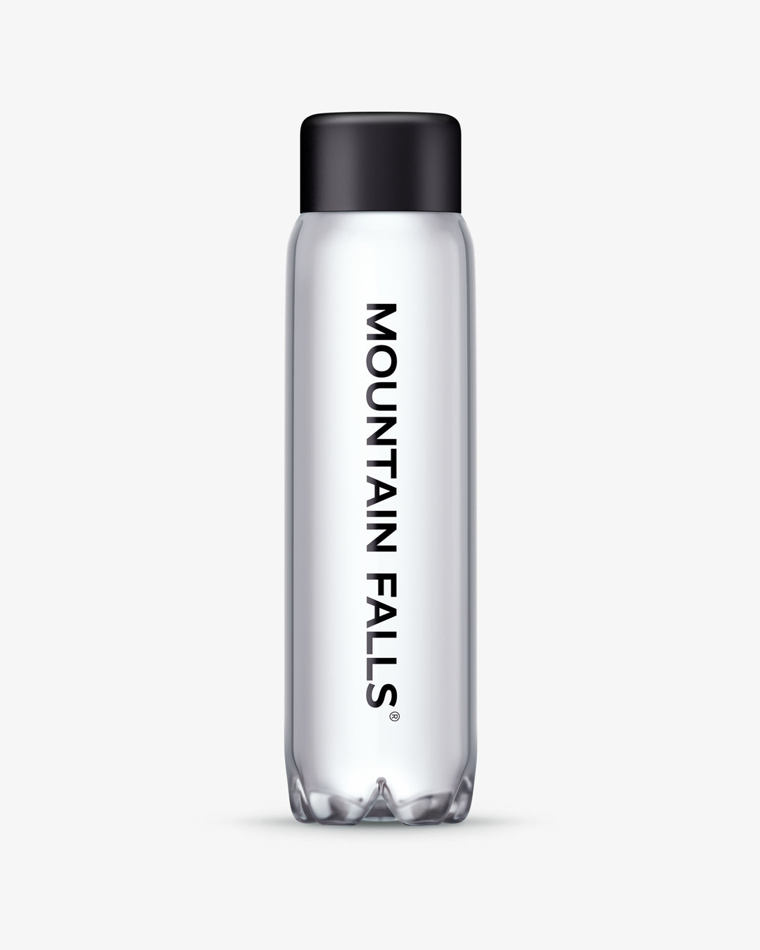 A 1 litre still mineral water bottle with the brand name Mountain Falls printed on it.